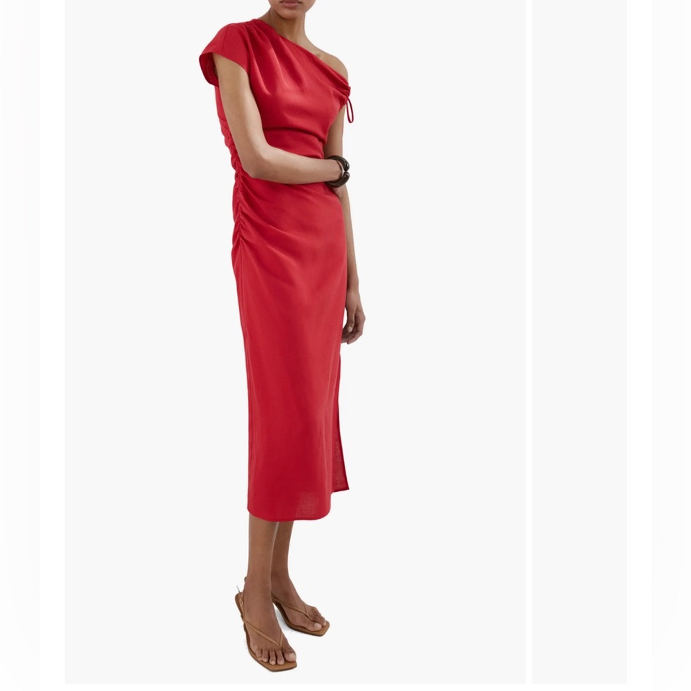 Mango one shoulder red dress